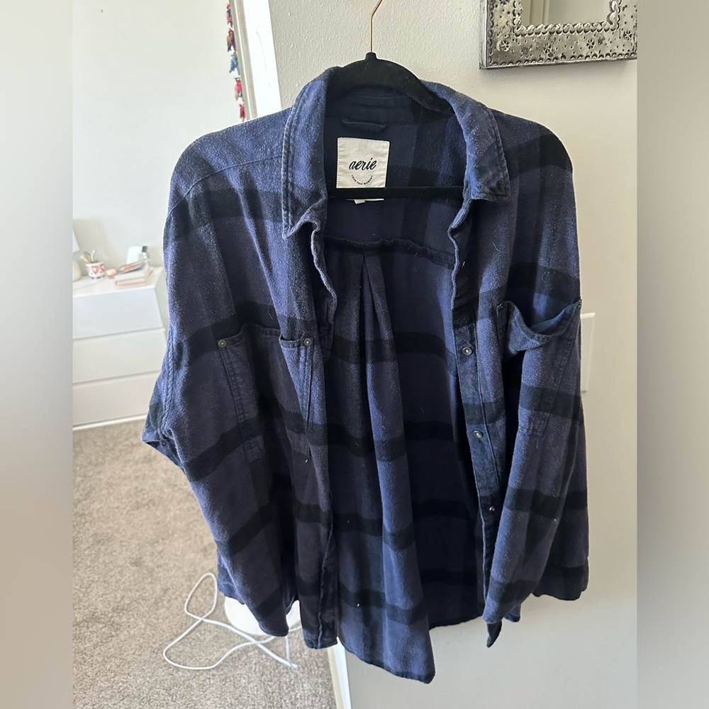 Aerie Blue Plaid Flannel